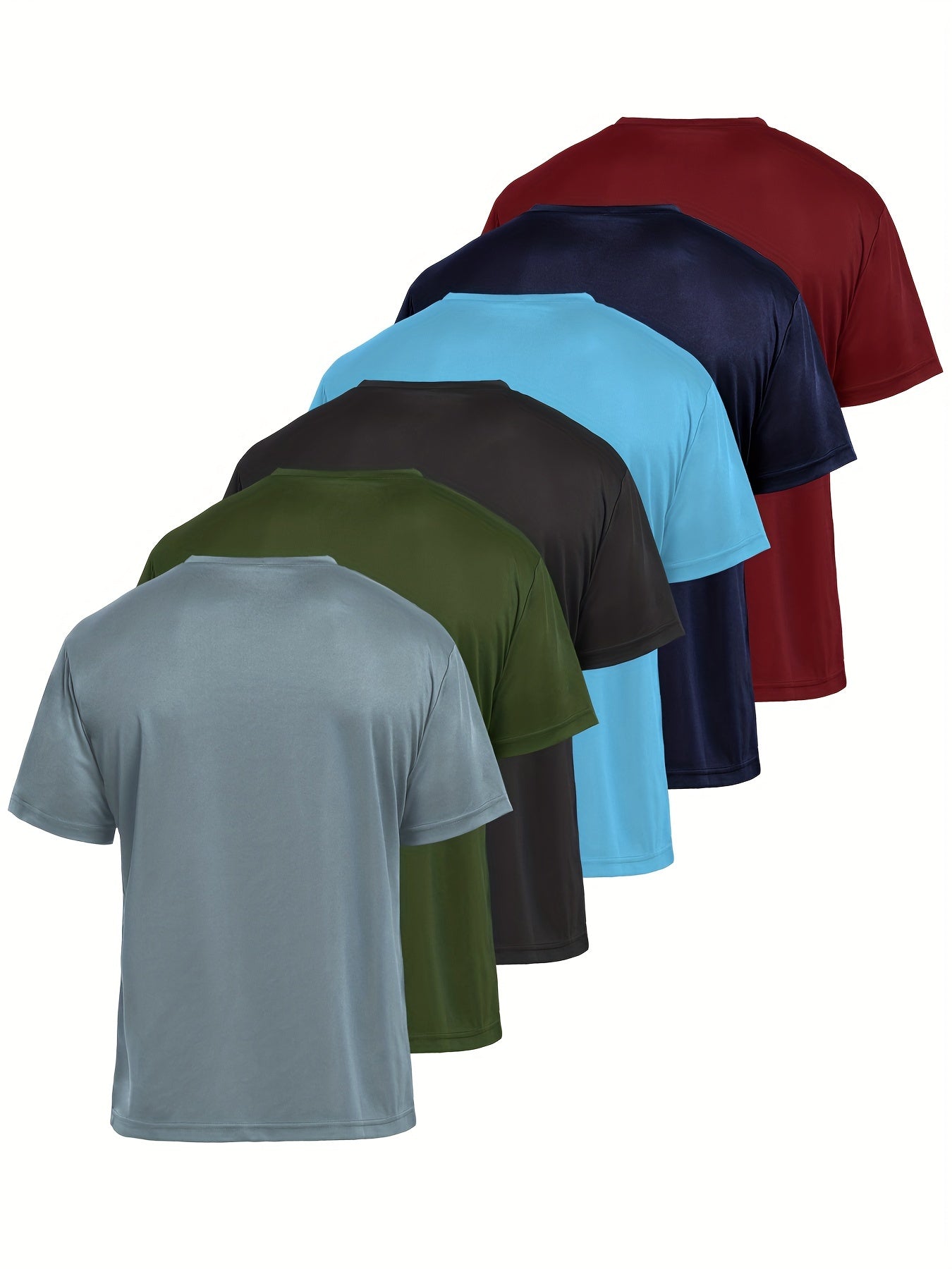 6 Pack Quick Dry Crew Neck Short Sleeve Workout Shirts