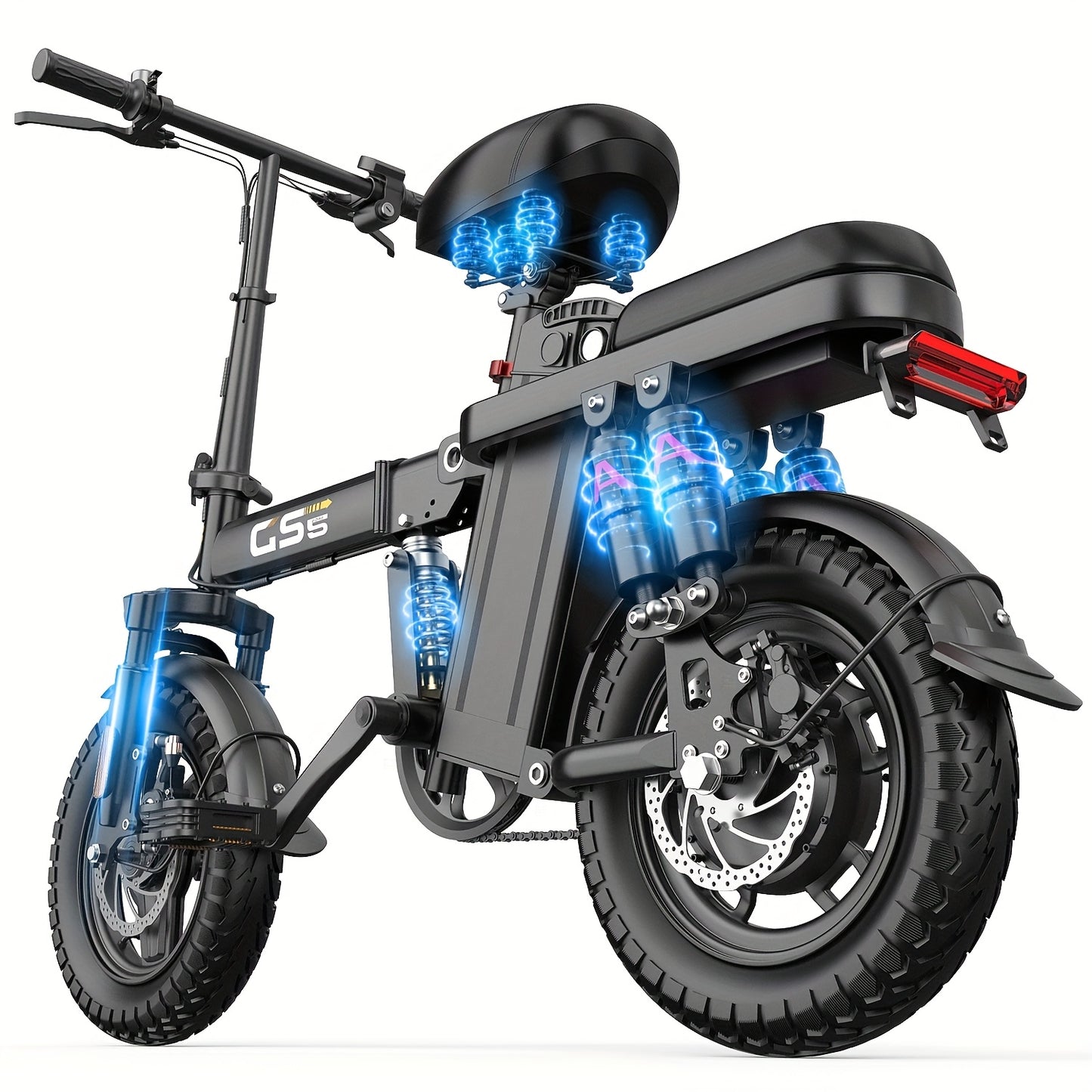 UPlee 740W Electric Bike For Adults 20MPH Full Shock Absorption Comfortable Riding 48V15Ah Max 32Miles Folding Ebike 14 Inch Tubeless Off Road Tire City Commuter Battery Optional