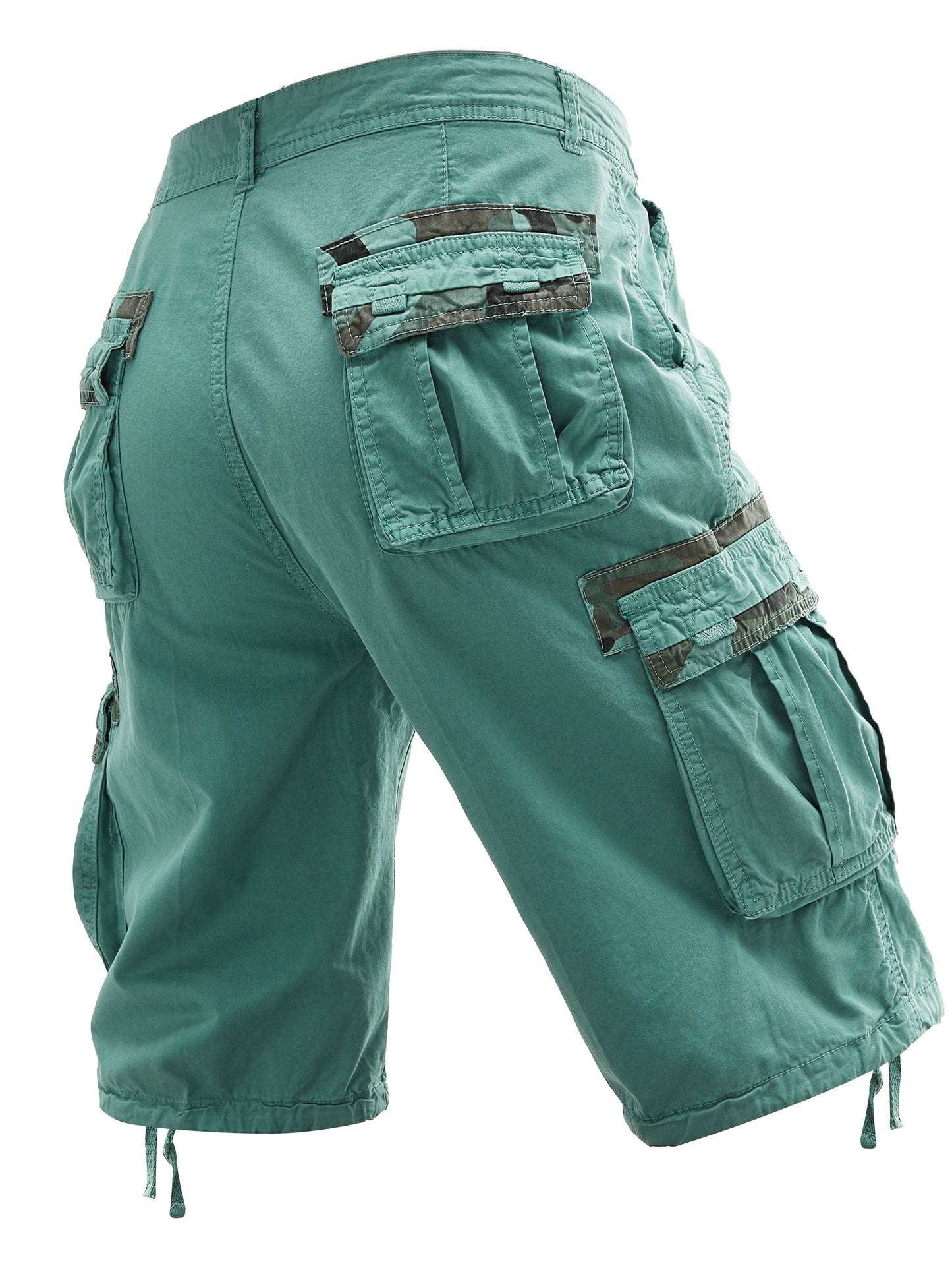 Men's Summer Cotton Cargo Shorts - Black Multi-Pocket Design
