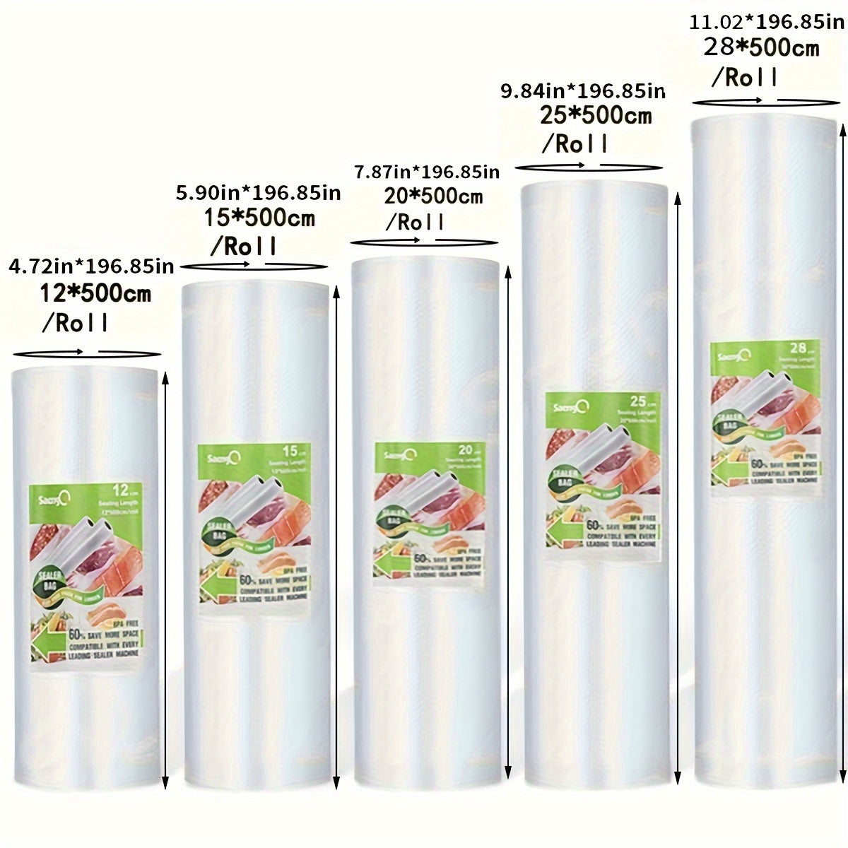 5Pcs Vacuum Sealed Combination Food Packaging Bag Set