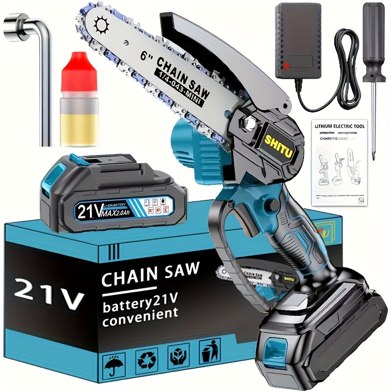 Mini Cordless Chainsaw Lightweight Portable Rechargeable Battery Safe Trimming for Tree Branches Courtyard Household Garden Gifts for Men