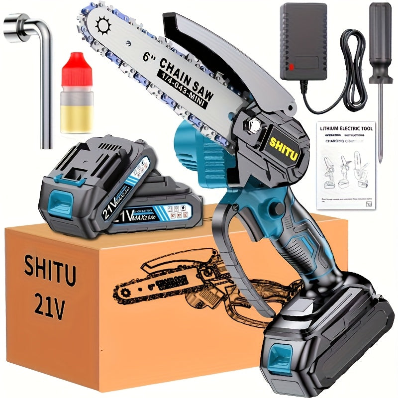 Mini Cordless Chainsaw Lightweight Portable Rechargeable Battery Safe Trimming for Tree Branches Courtyard Household Garden Gifts for Men