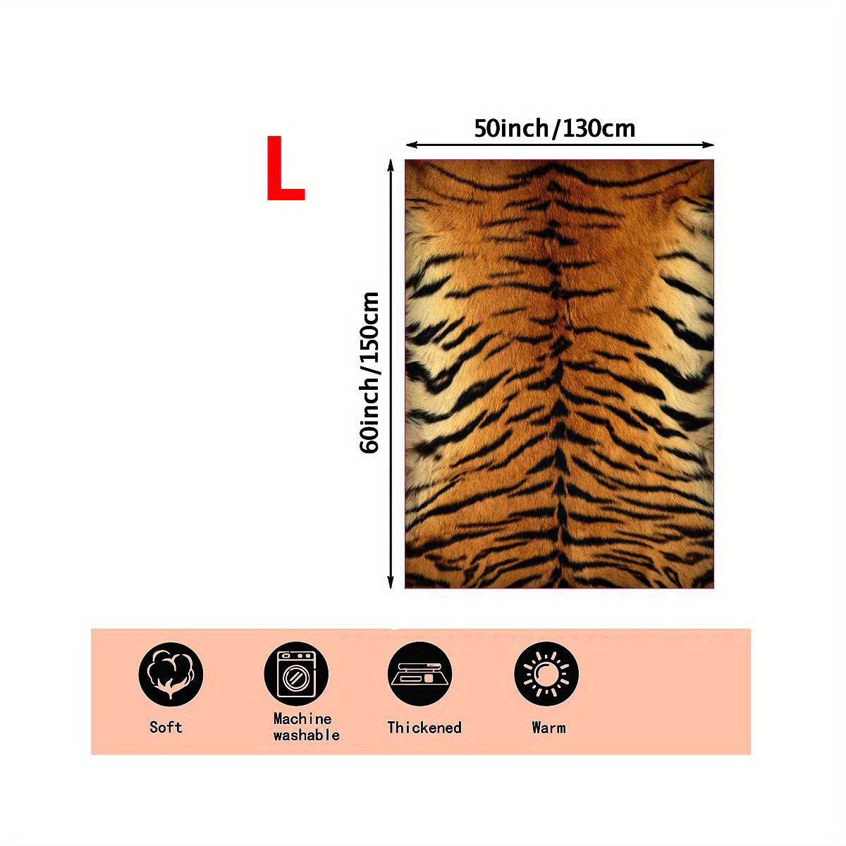 1pc Cozy Tiger Fur Print Blanket - Soft All Season Throw