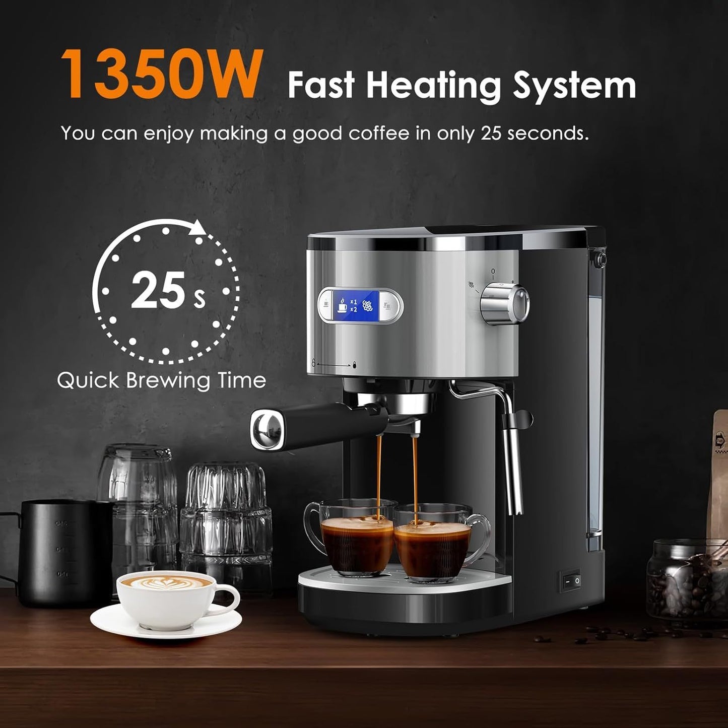 Powerful Espresso Machine KNDKO 20 Bar Semi-Automatic