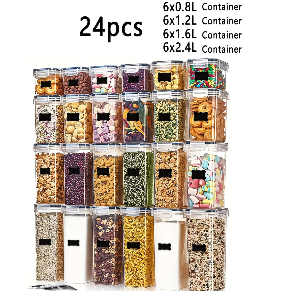 24pcs BPA Free Airtight Food Storage Containers Set With Lids