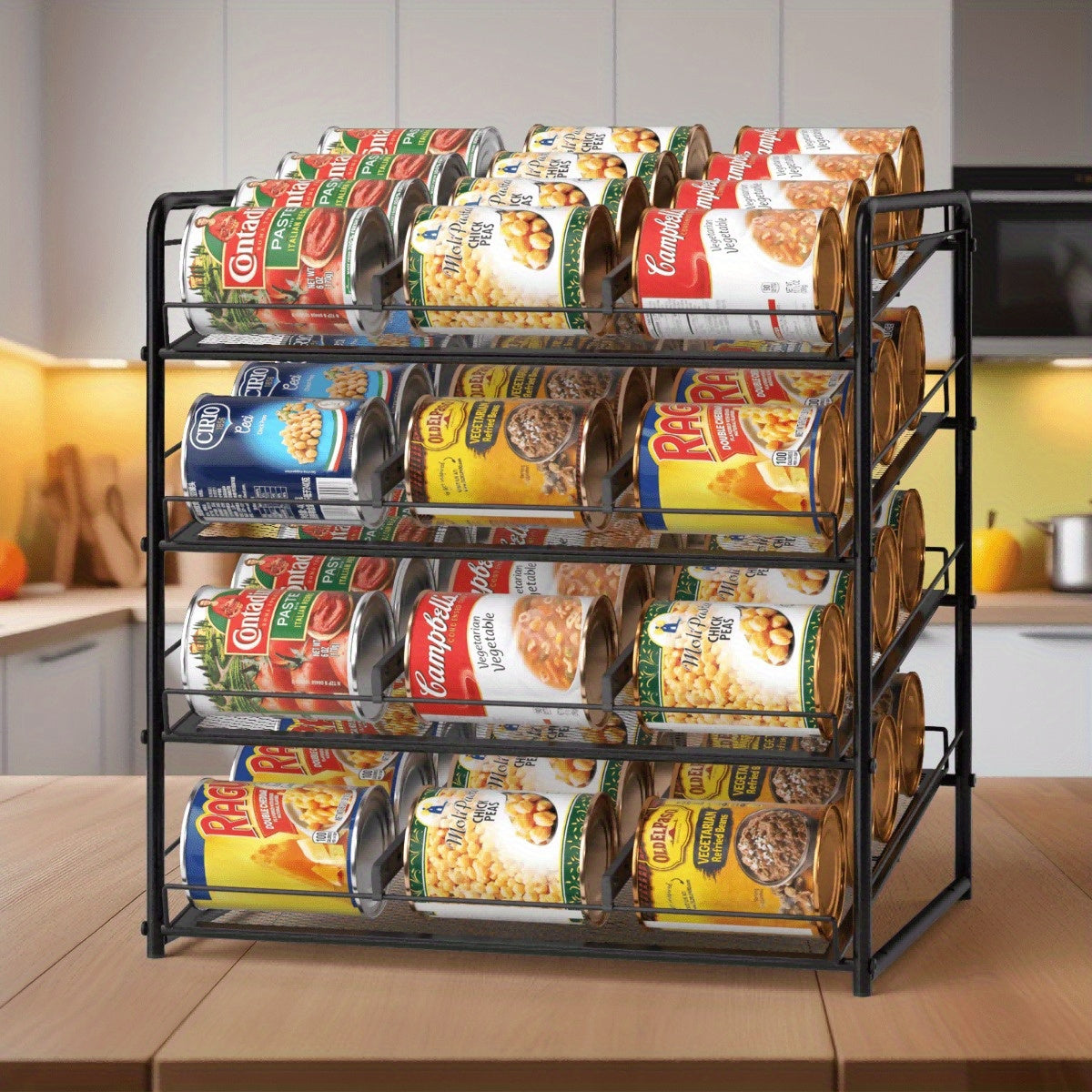 Large Capacity Metal Wire Can Holder With Adjustable Dividers