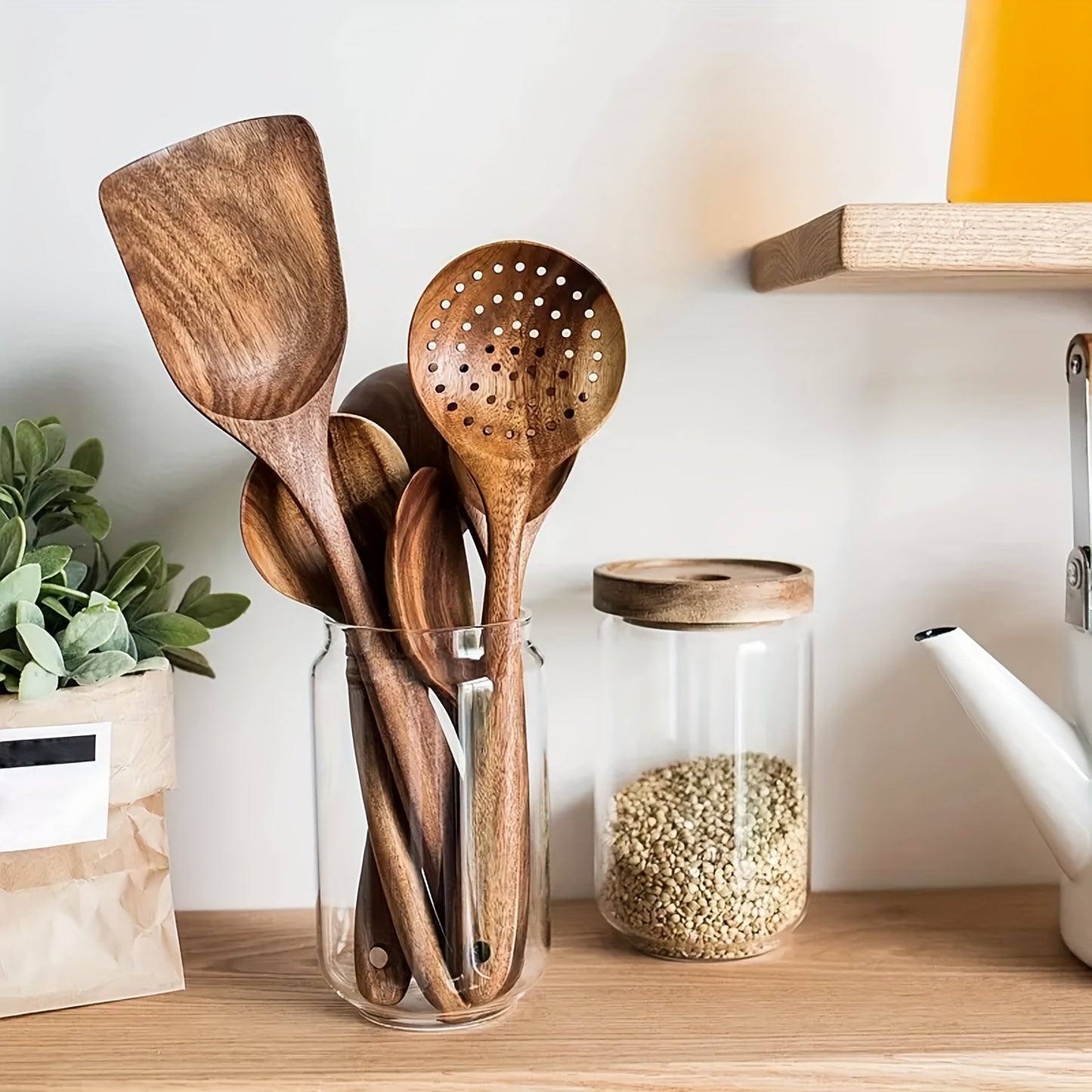 Premium Wooden 5pcs Kitchen Utensils Set with Ergonomic Handles