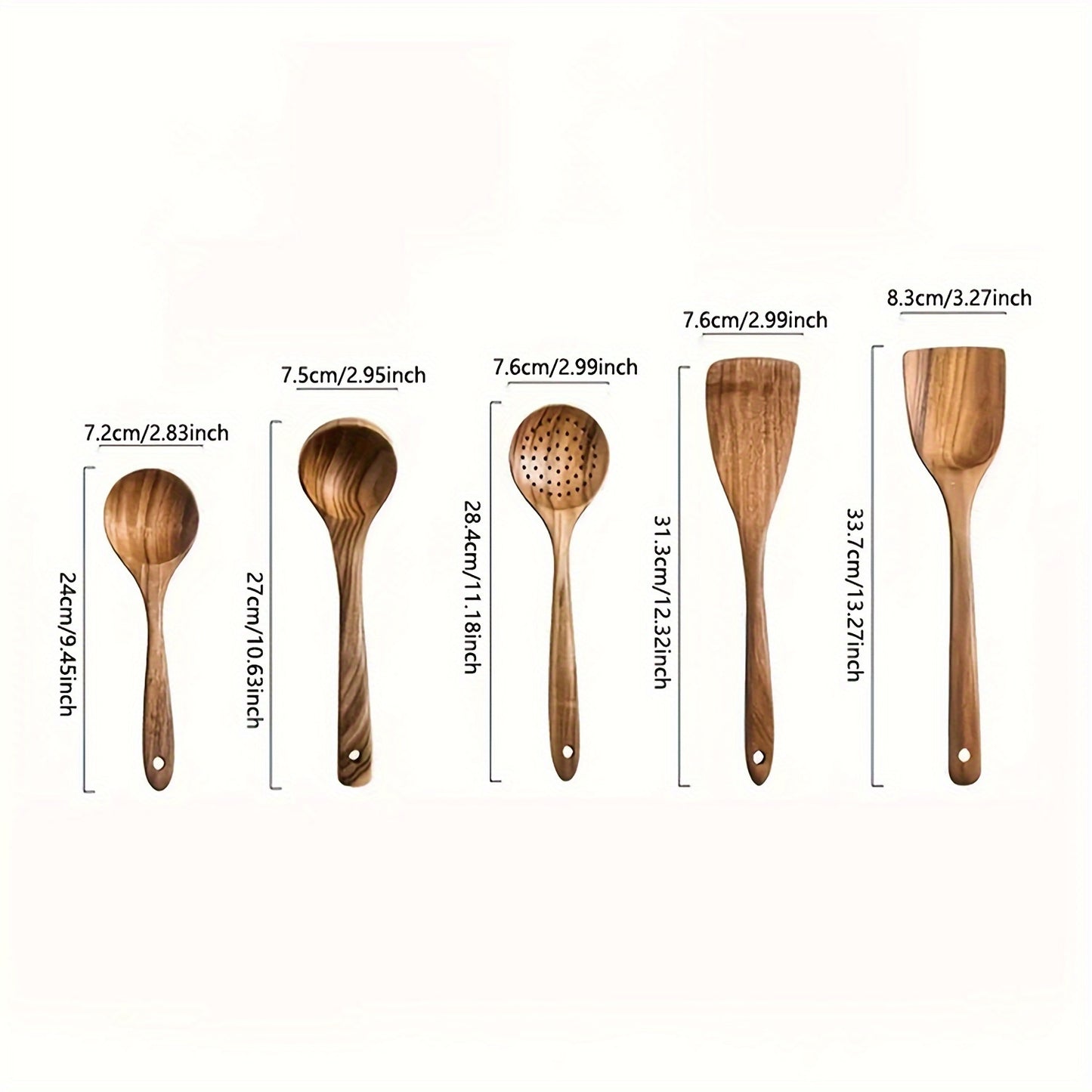 Premium Wooden 5pcs Kitchen Utensils Set with Ergonomic Handles