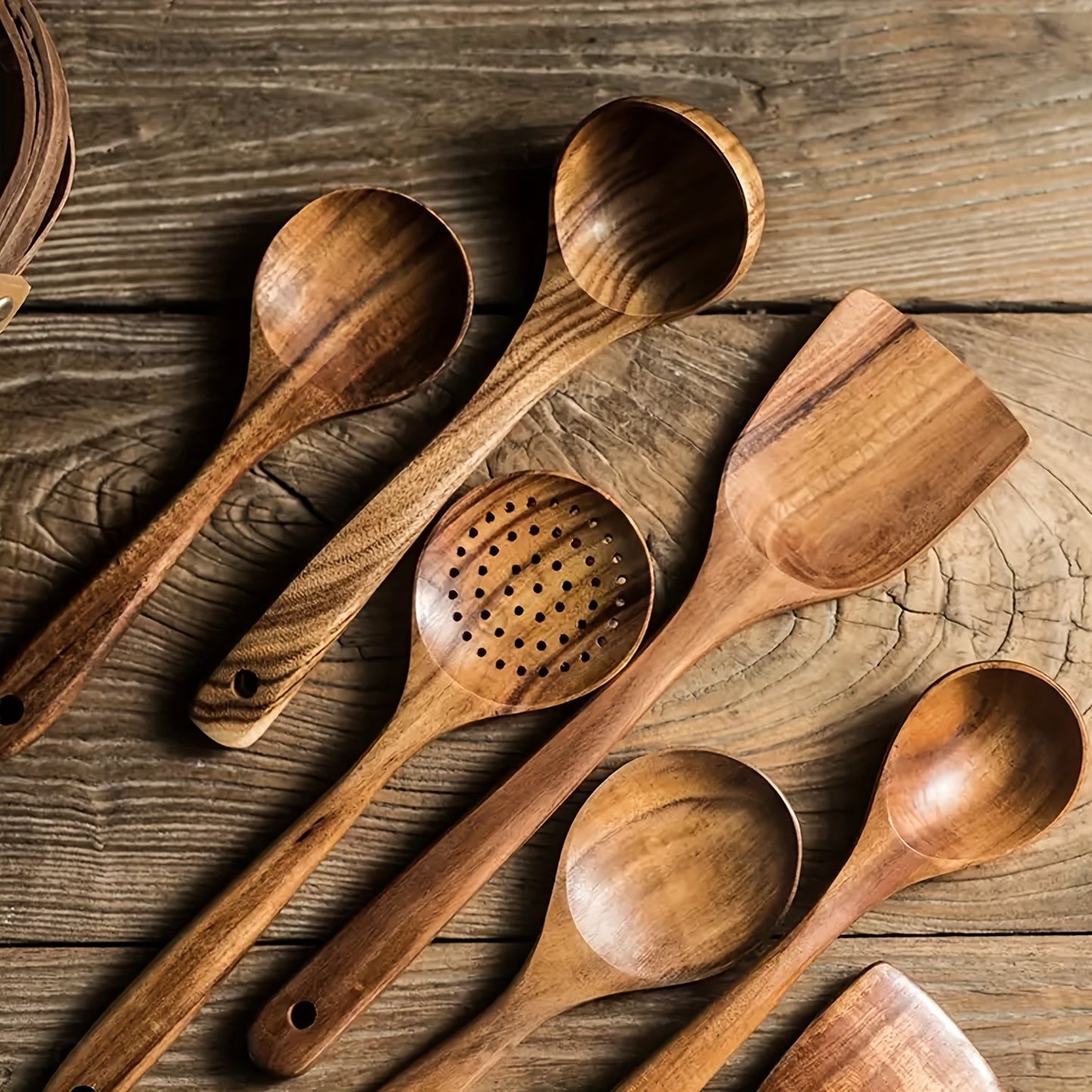 Premium Wooden 5pcs Kitchen Utensils Set with Ergonomic Handles