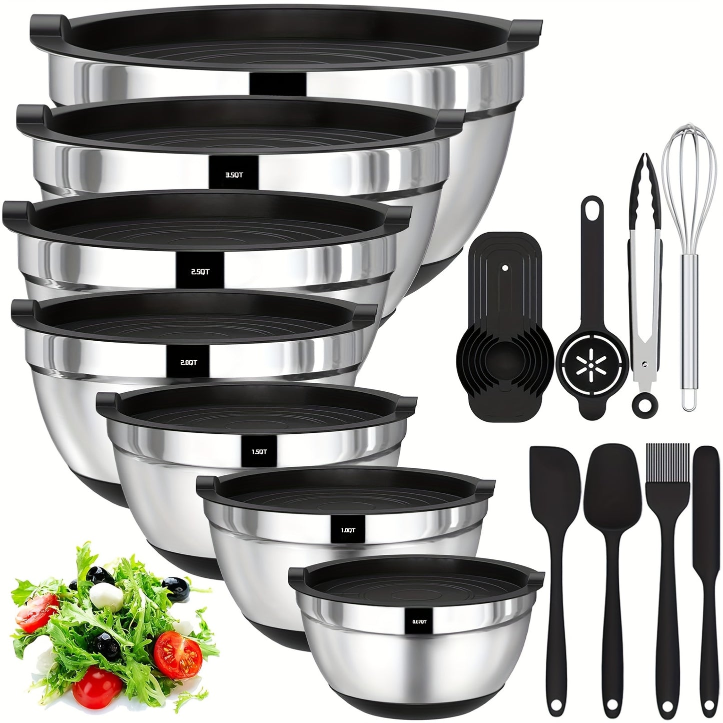 Stainless Steel Mixing Bowls 20pcs With Airtight Lids