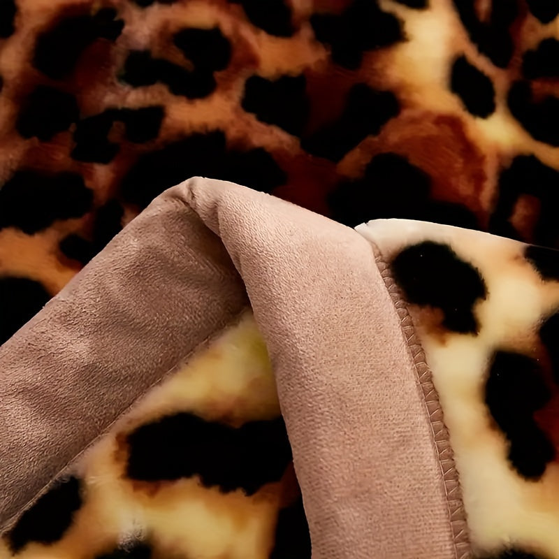Deluxe Leopard Print Thickened Fleece Blanket For All Seasons