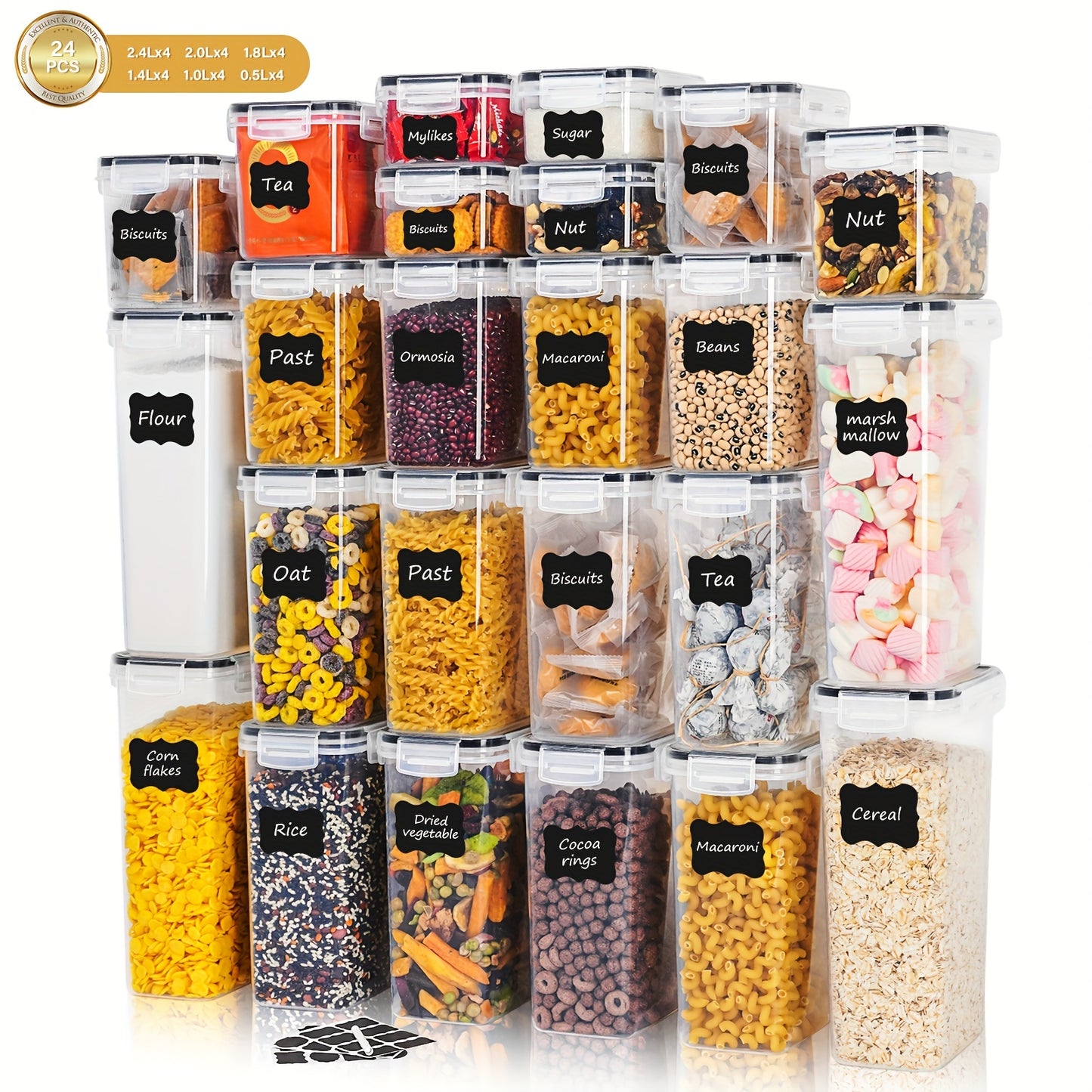 24pcs BPA Free Airtight Food Storage Containers Set With Lids
