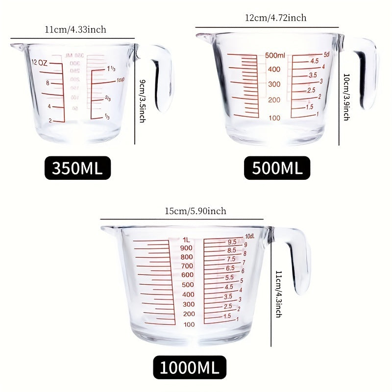 Tempered Glass Measuring Cup 1/3pcs Set with Handle