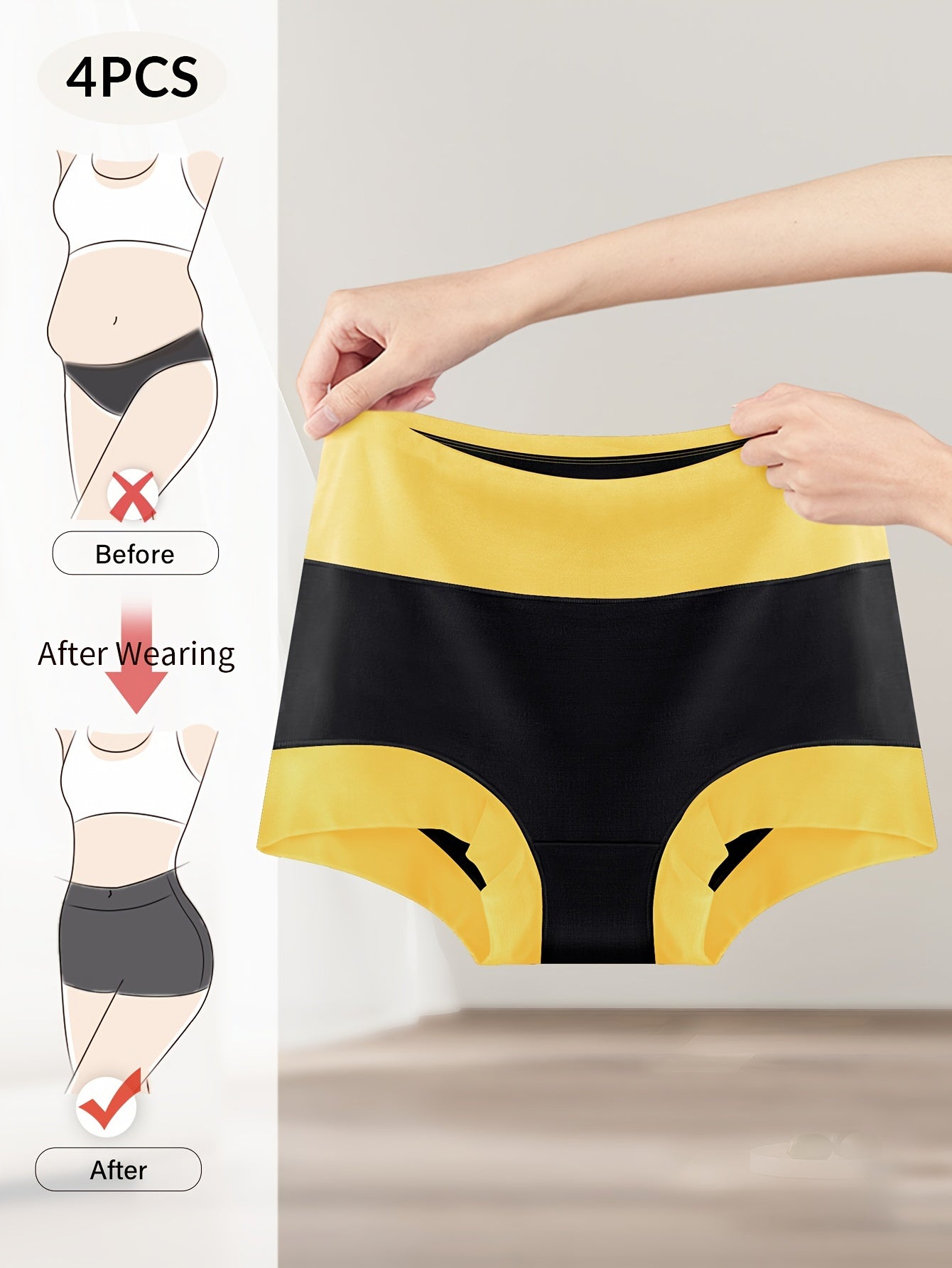 8pcs Soft Stretch Boxer Briefs for Women's Tummy Control