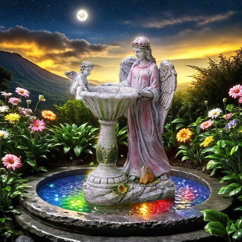Solar Angel Statue With LED Lights Rustic Resin Garden Decoration Indoor And Outdoor Charming Windproof Lawn Ornament Unique Courtyard Decor With Solar Panels