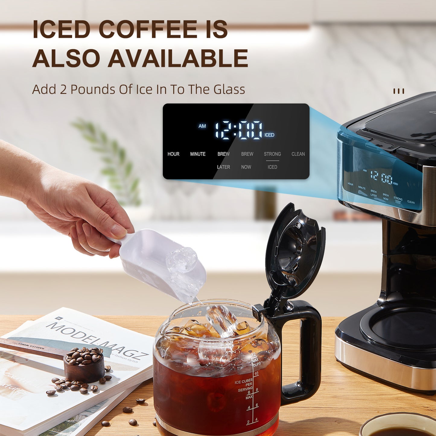 Reemix Programmable Coffee Maker 12 Cup Touch Screen Iced Coffee