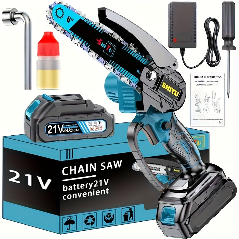 Mini Cordless Chainsaw Lightweight Portable Rechargeable Battery Safe Trimming for Tree Branches Courtyard Household Garden Gifts for Men