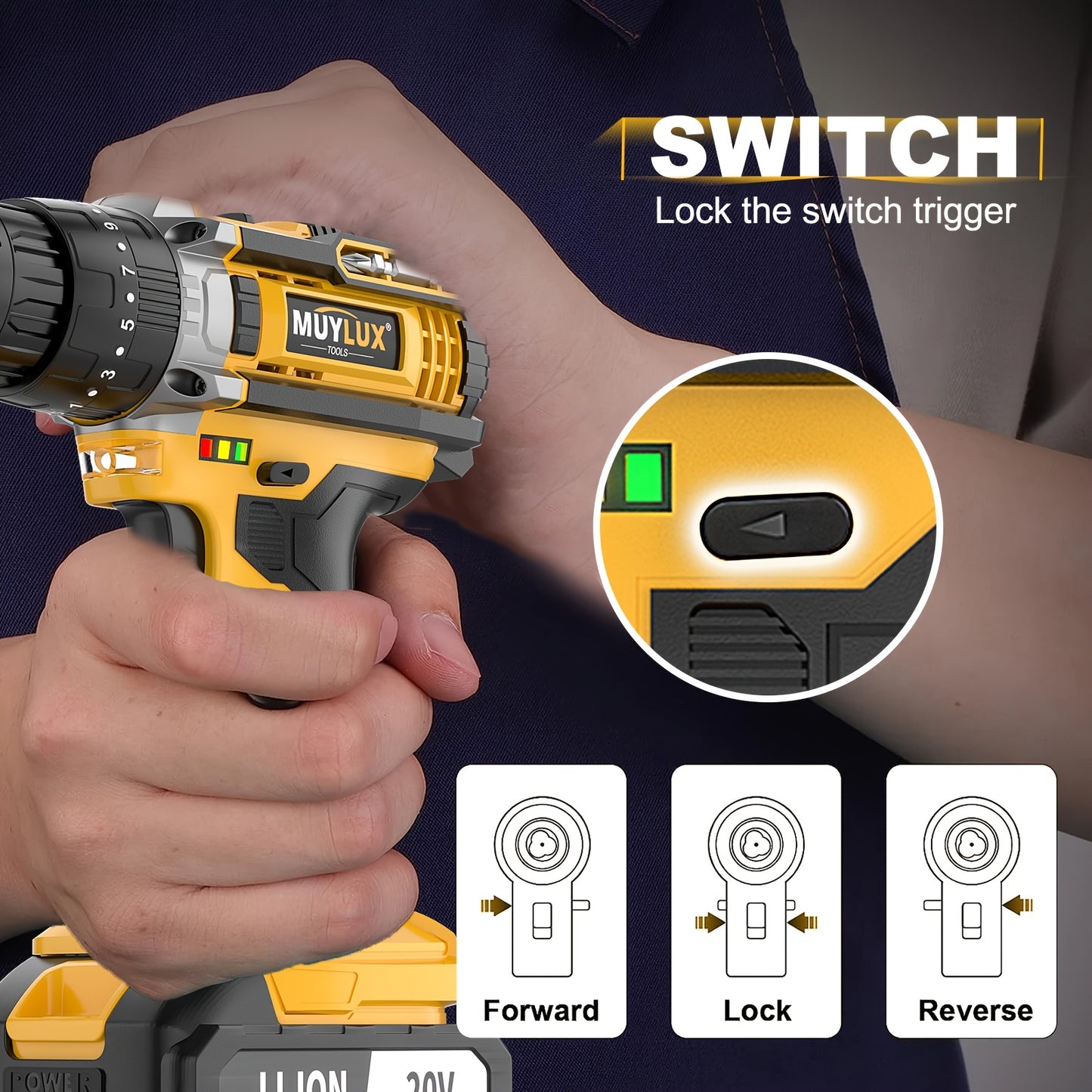 20V Cordless Drill Set With 3/8 Inch Keyless Chuck