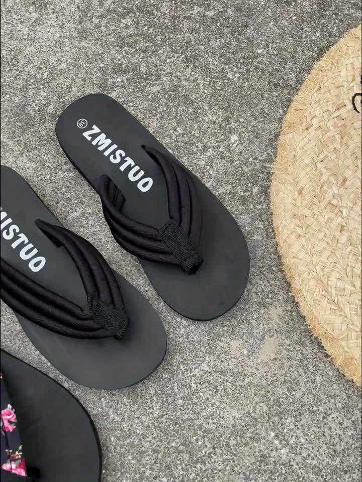 Women's Beach Flip-Flops With Flowers Comfortable High Quality Platform Slippers