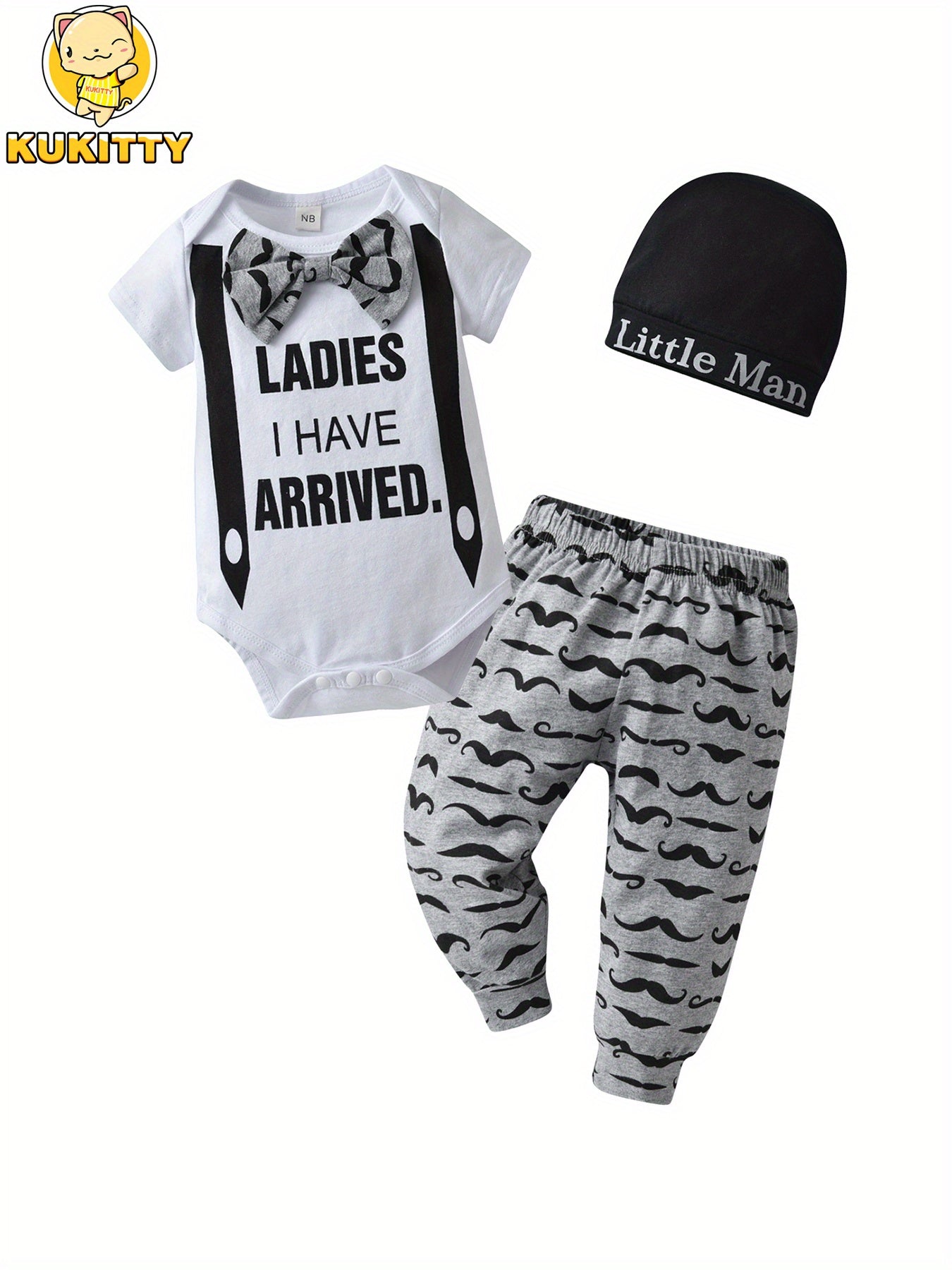 Kukitty 3pcs Newborn Infant Baby Boy Clothes Sets Outdoor