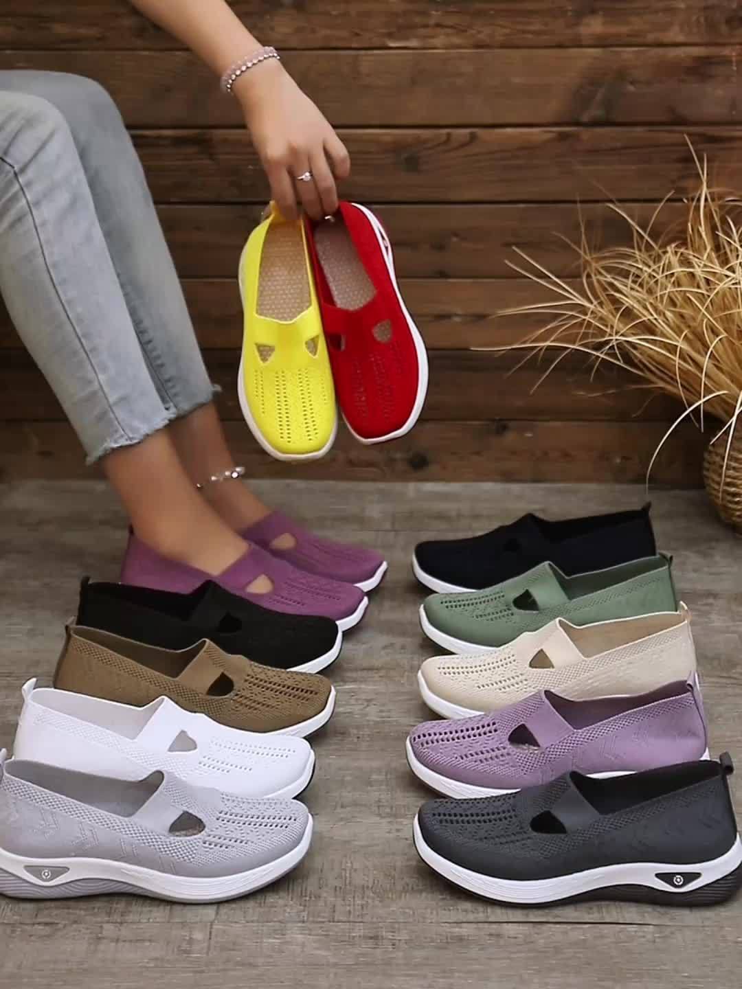 New Style Women's Breathable Knitted Lace-Up Shoes 2024