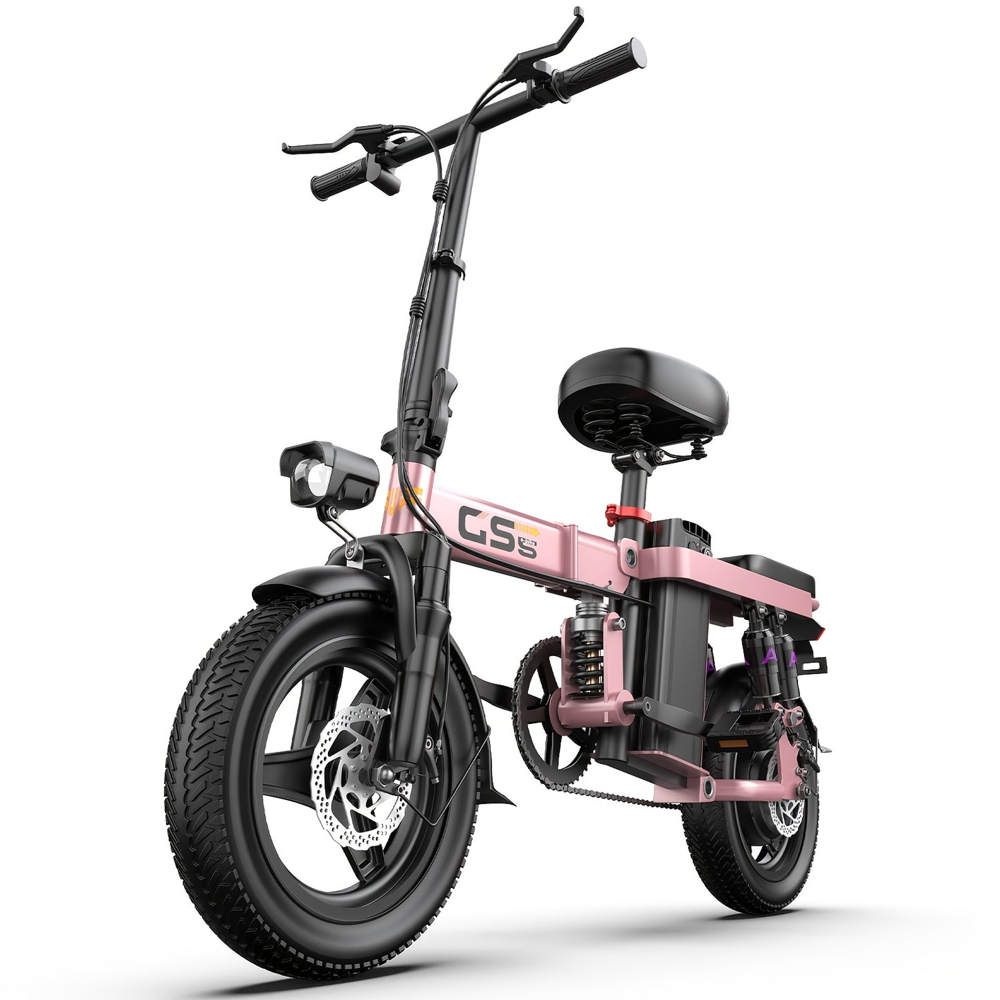 UPlee 740W Electric Bike For Adults 20MPH Full Shock Absorption Comfortable Riding 48V15Ah Max 32Miles Folding Ebike 14 Inch Tubeless Off Road Tire City Commuter Battery Optional