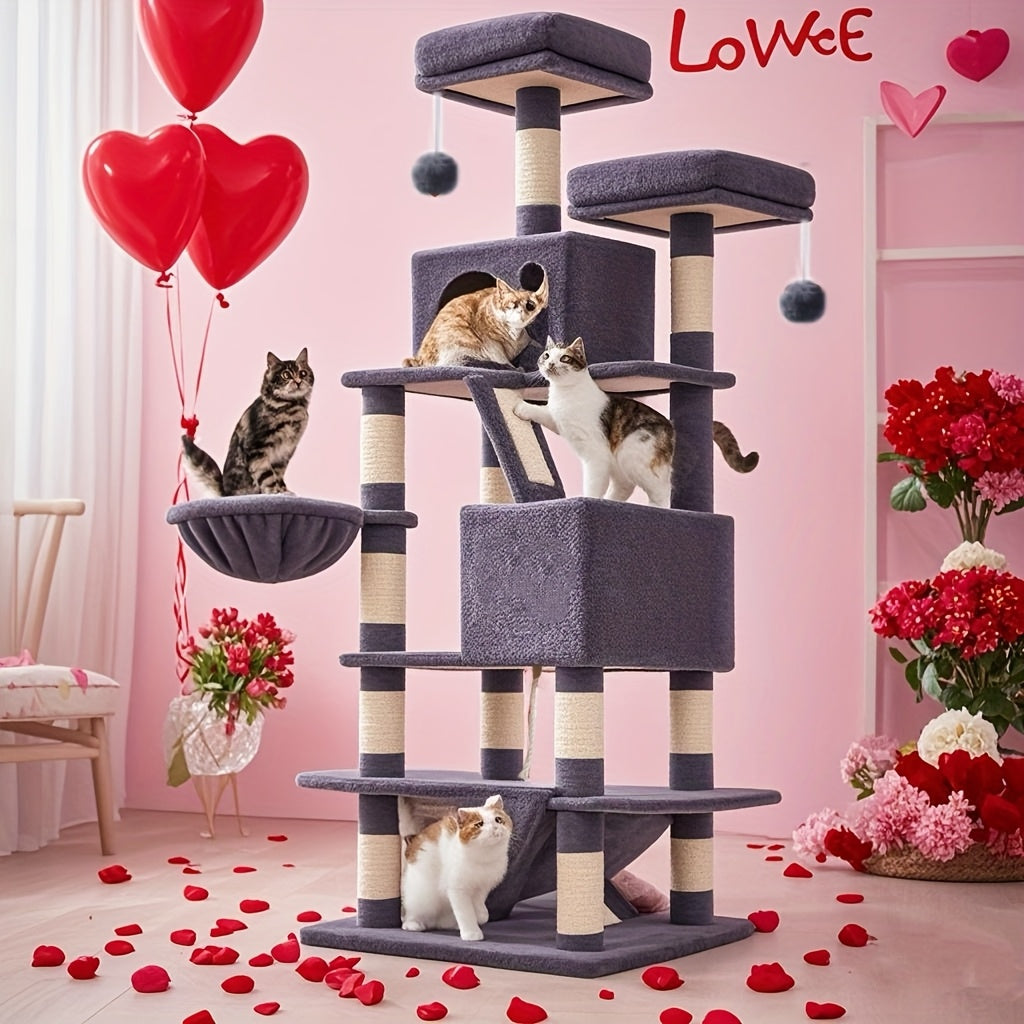 Feandrea Cat Tree 44/66.1in Large Plush Condo for Cats