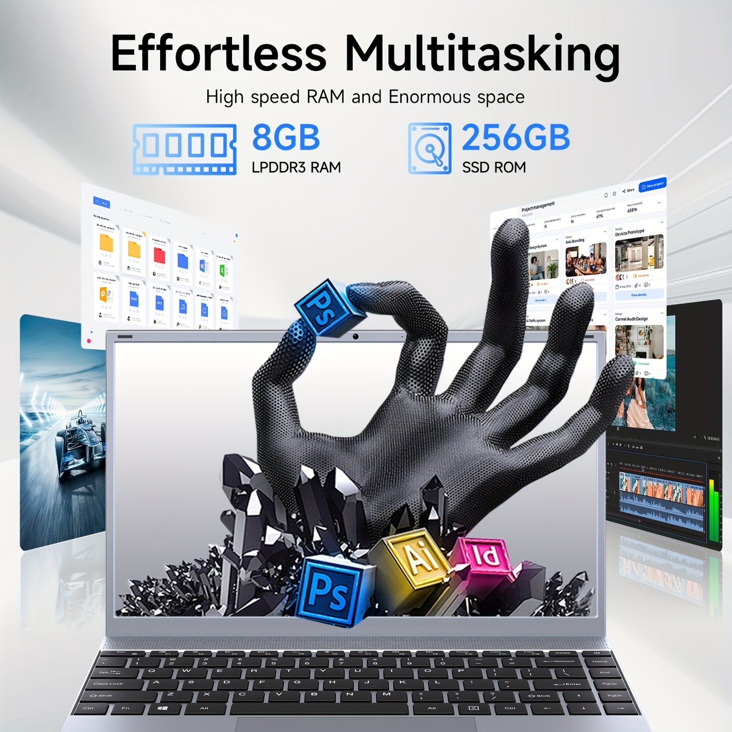 15.6-inch/14-inch Ultra-thin Business Office Laptop PC Convenient and Lightweight InchIntel Pentium J3710 Up to 2.64GHz 8GB RAM 256GB ROM