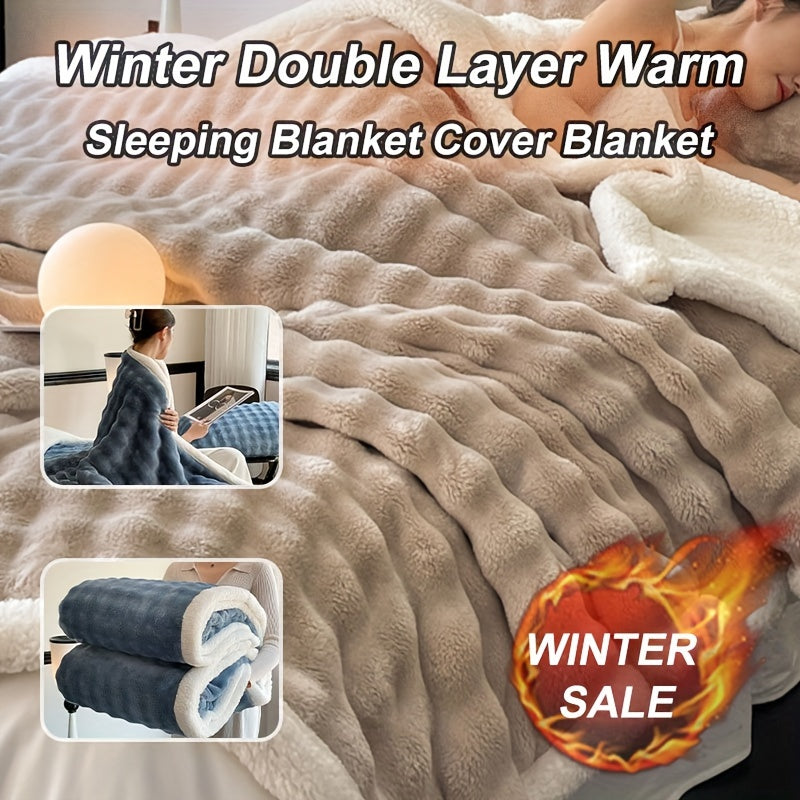 1 Queen Size Double Layer Air Conditioning Blanket Soft Warm Cozy