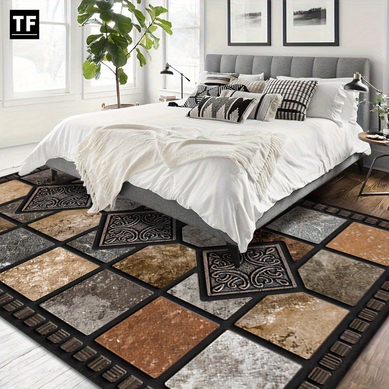 Area Mat with Anti Slip Plastic Bottom Luxury Velvet Mat for Living Room Bedroom Entrance Soft Comfortable Indoor Outdoor