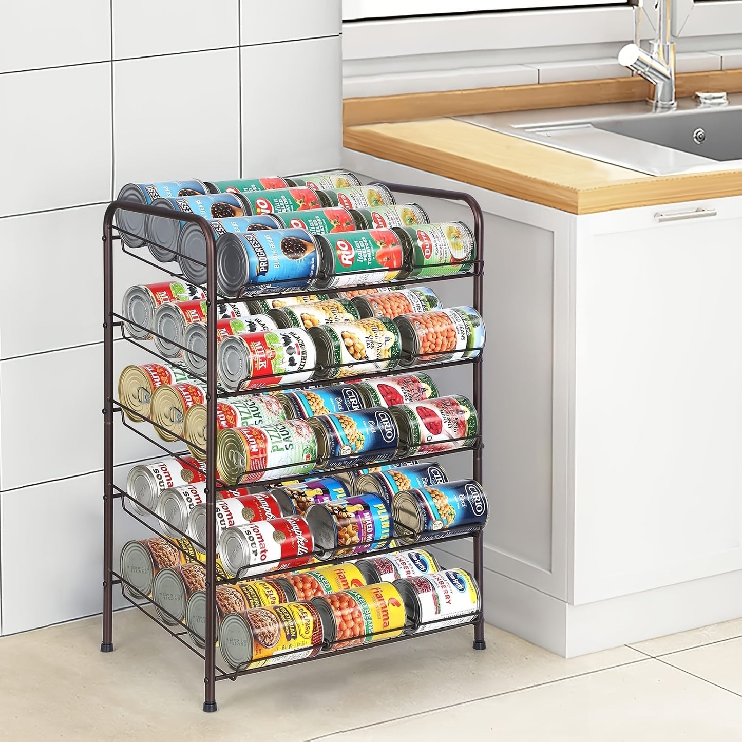 Large Capacity Metal Wire Can Holder With Adjustable Dividers
