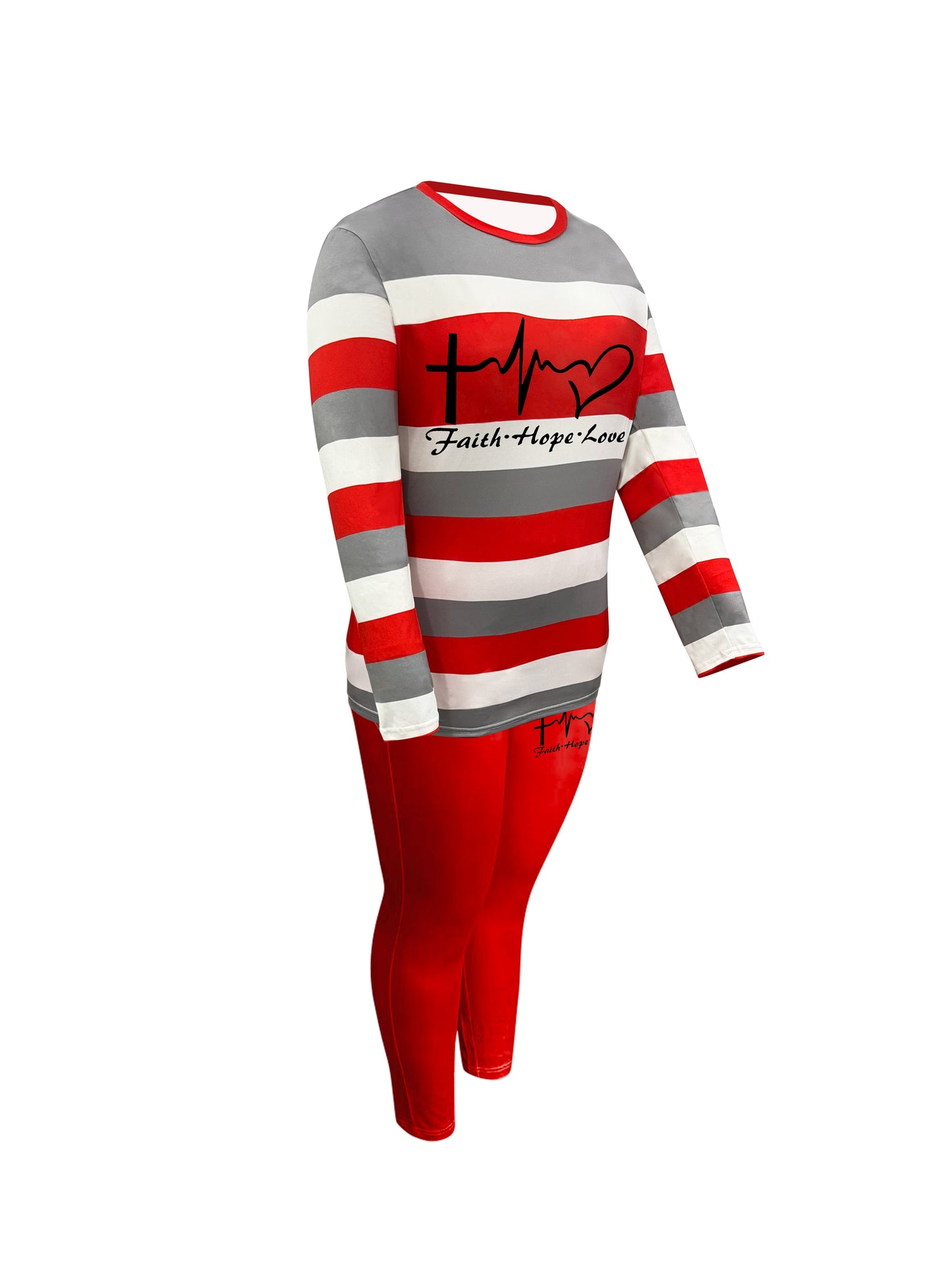 Plus Size Heart & Letter Print Two-piece Set Outfits