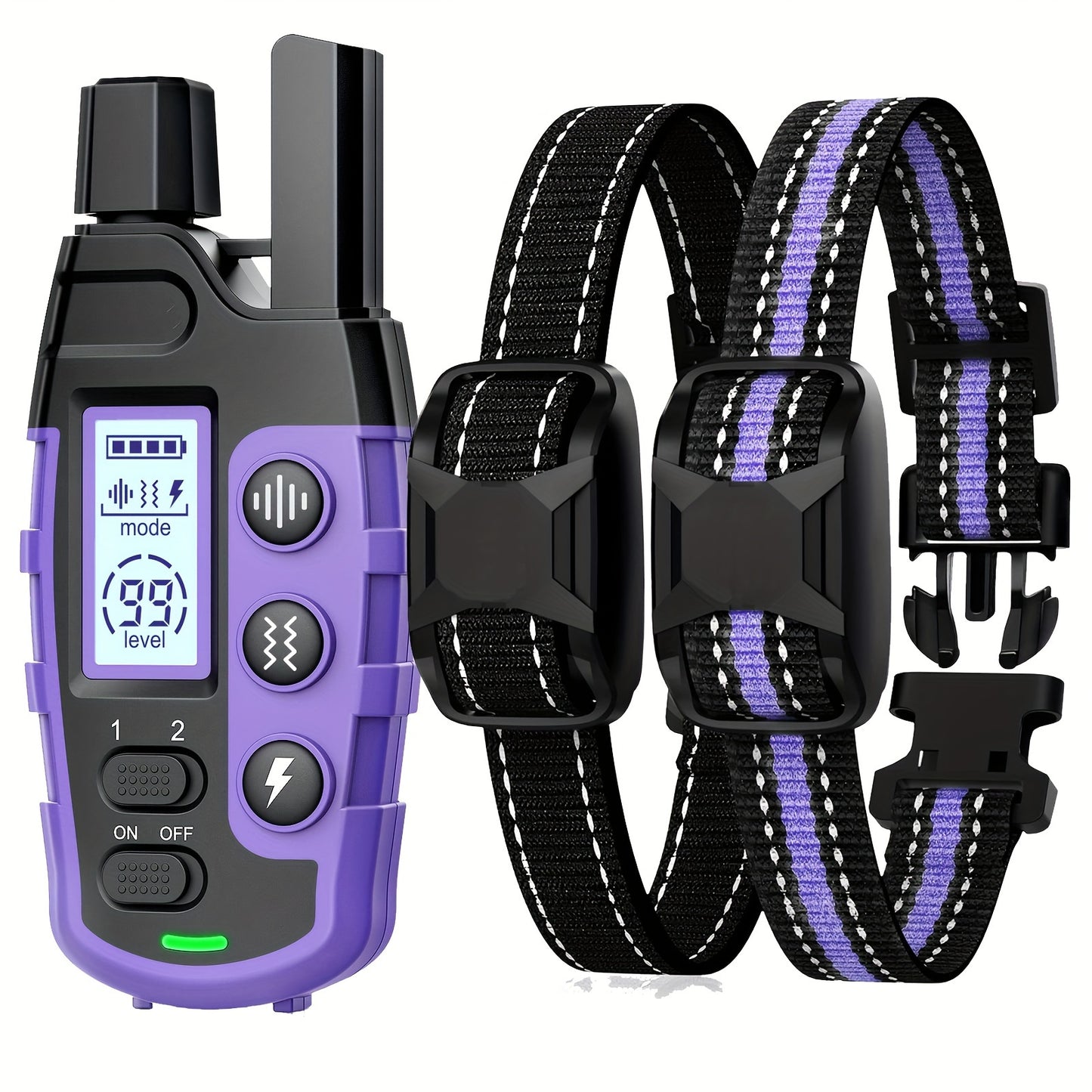 3300 Feet Dog Training Collars With Remote Adjustable Nylon Strap Electric Shock Vibration And Sound Modes Rechargeable 360 Feet Range Waterproof For Small To Large Dogs 5 To 150 Pounds