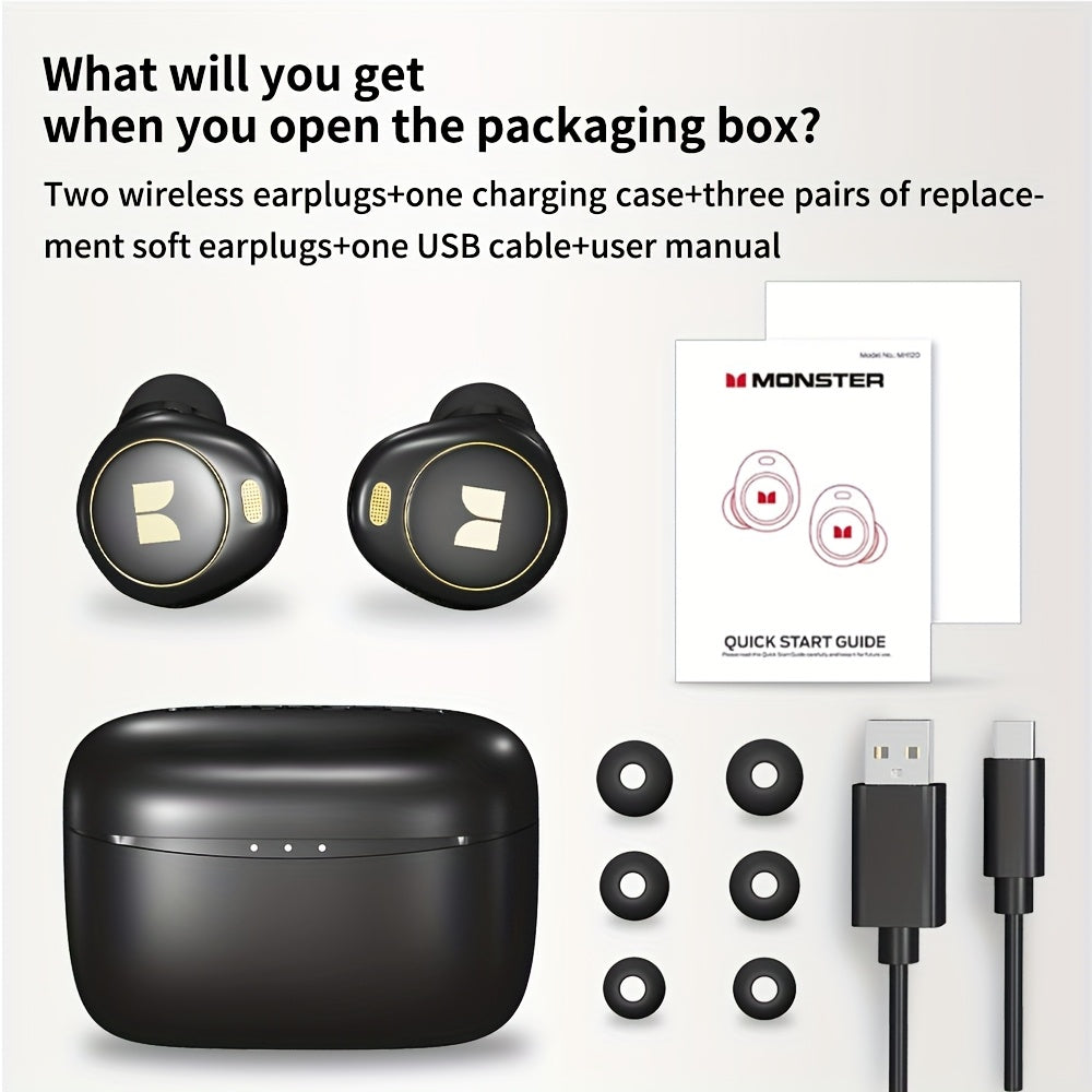 Noise Cancellation Monster Wireless Earbuds with Touch Control