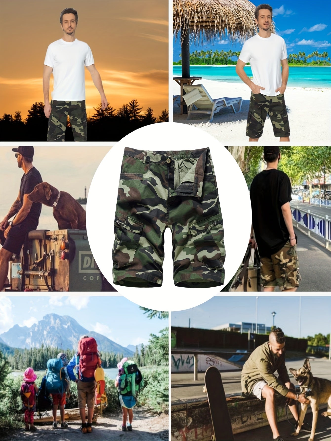 Keevoom Men's Work Shorts Camouflage Casual Summer Shorts