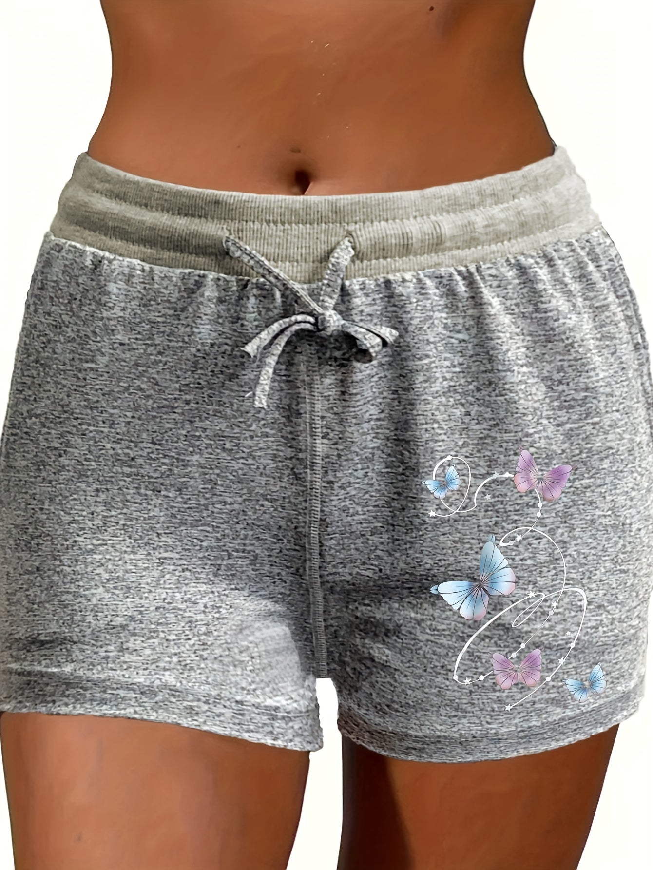 Women's Lightweight Drawstring Shorts Casual Butterfly Print