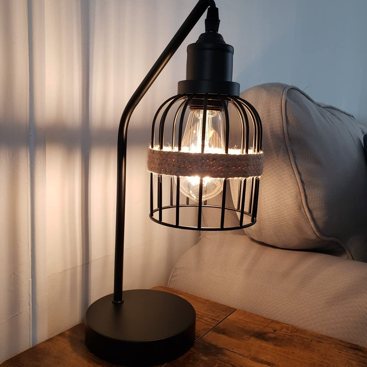 Matte Black 2 Pack 16 Inch Industrial Nightstand Table Lamp 3 Way Dimmable Touch Control Amber Glass Shade Dual USB Charging Ports Includes LED Filament Bulbs Small Desk Lamp for Living Room Bedroom Home Office