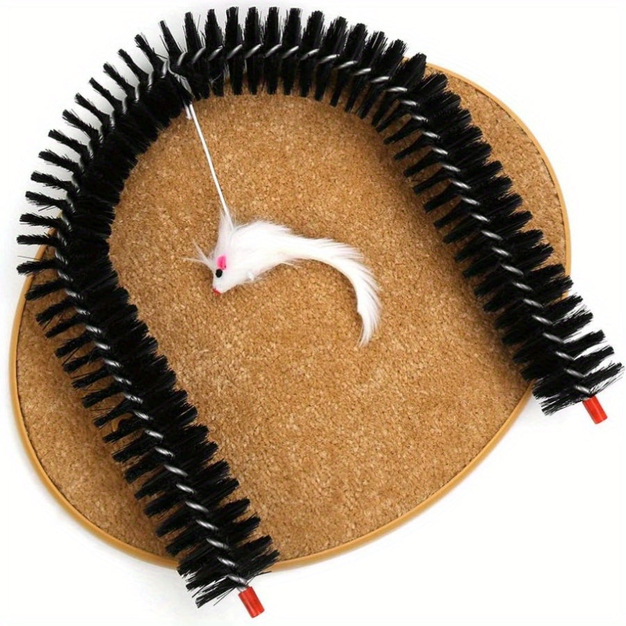 1 Set Cat Scratcher and Self Groomer Arch with Hair Brush and Kitten Toy for Indoor Cats