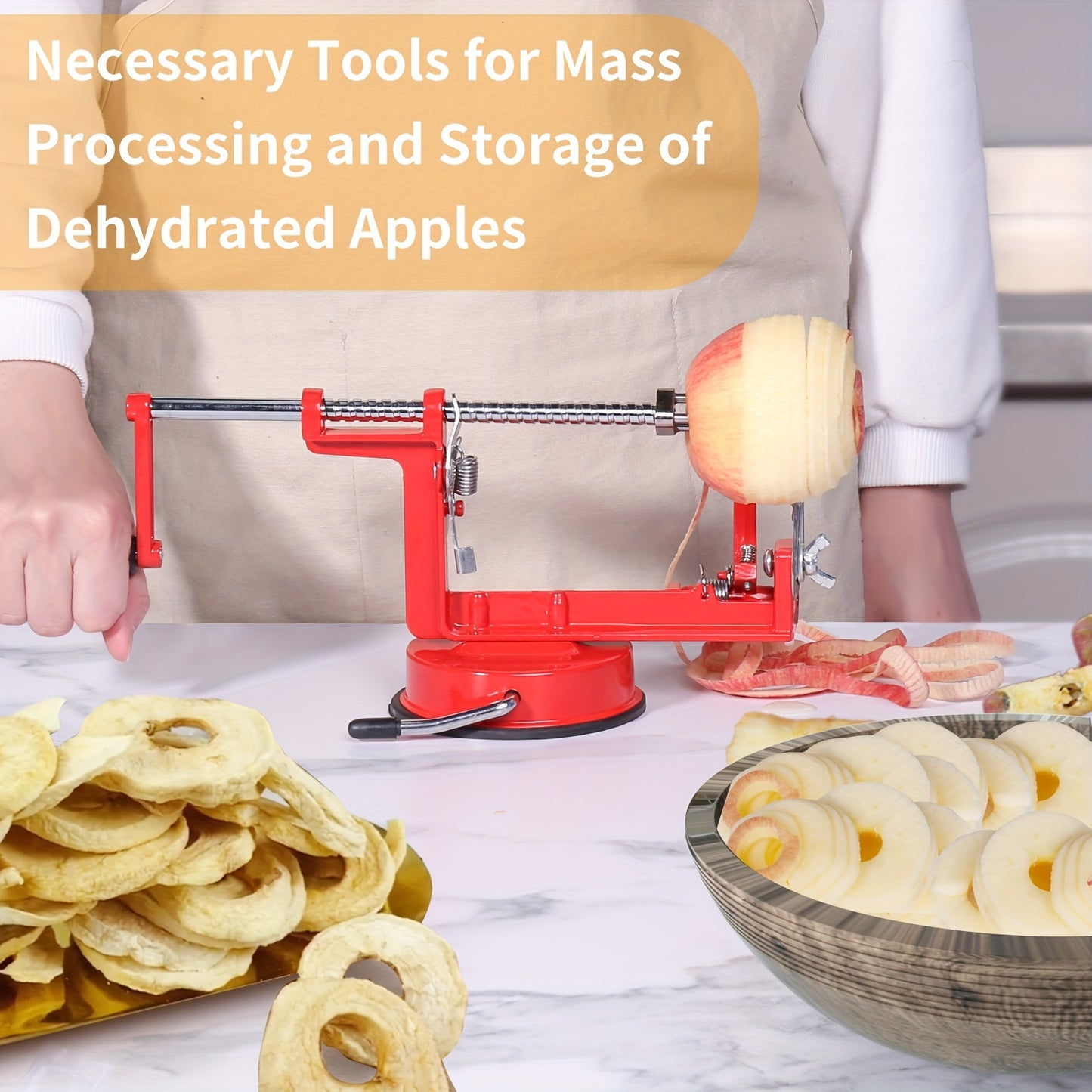Fruit Peeler Slicer Corer 3 In 1 Heavy Duty Apple Peeler Mahogany
