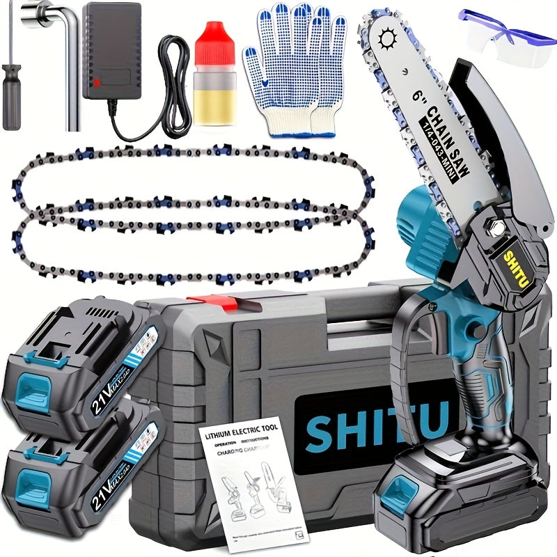 Mini Cordless Chainsaw Lightweight Portable Rechargeable Battery Safe Trimming for Tree Branches Courtyard Household Garden Gifts for Men