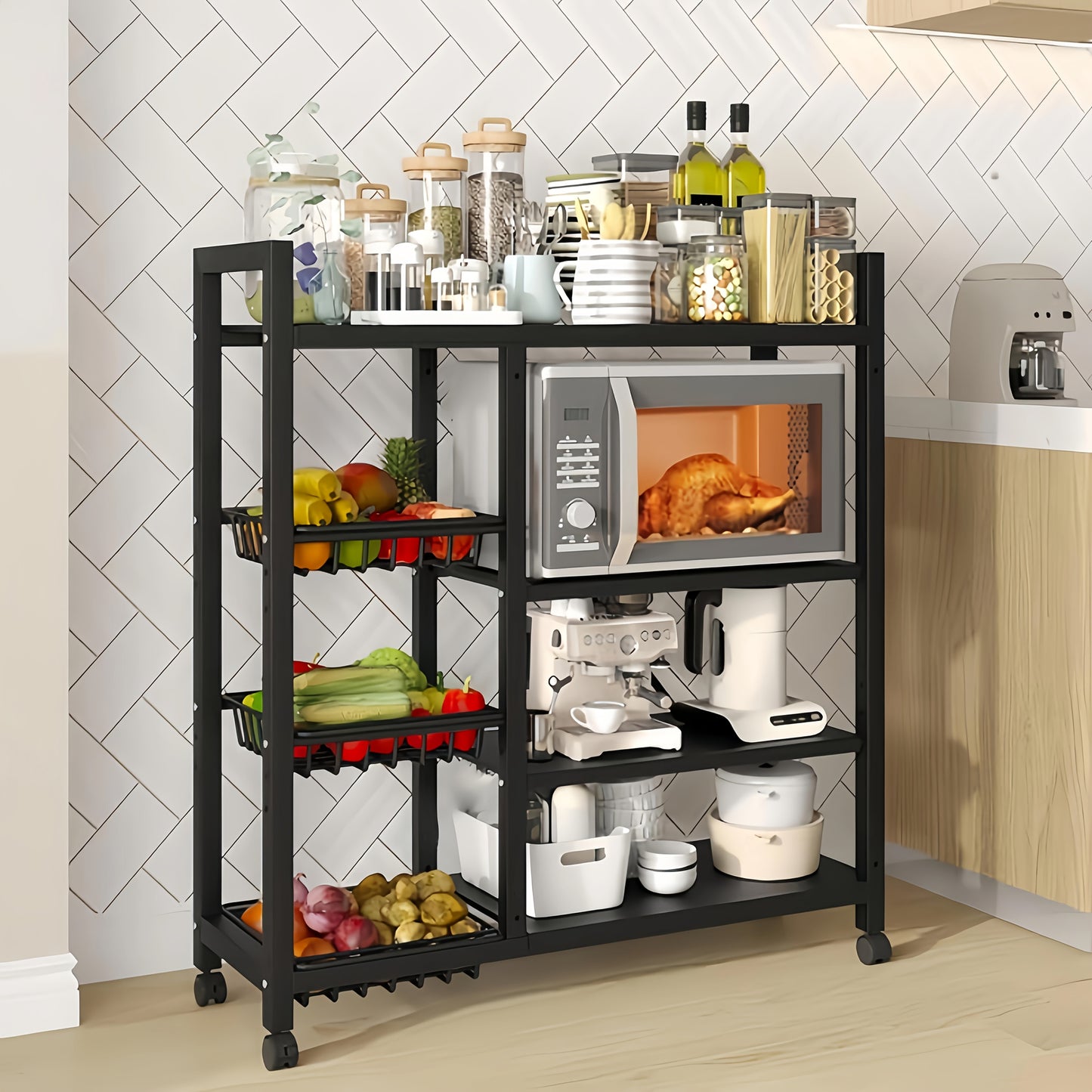 1pc Multifunctional Kitchen Storage Rack 42.52 Inch Adjustable