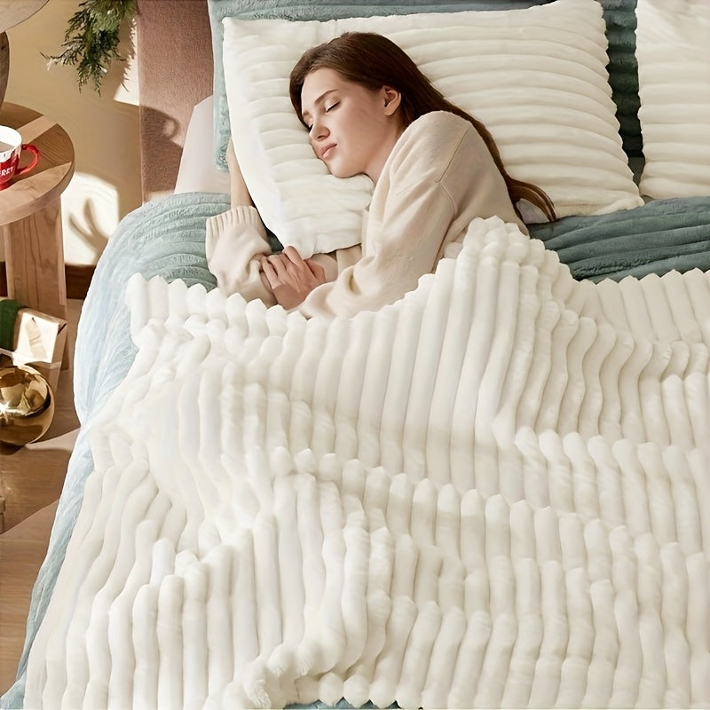 Extra Large Blanket 90 In * 78 In Thickened Soft Faux Rabbit Hair