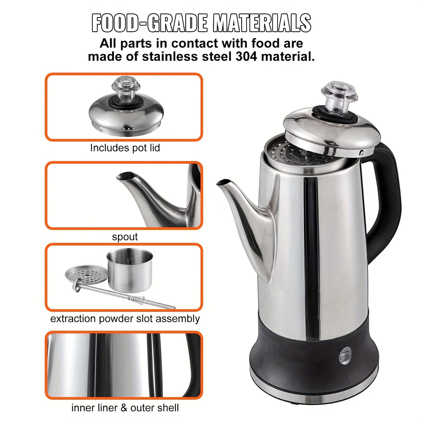 Stainless Steel Coffee Percolator Happybuy 12-Cup Maker