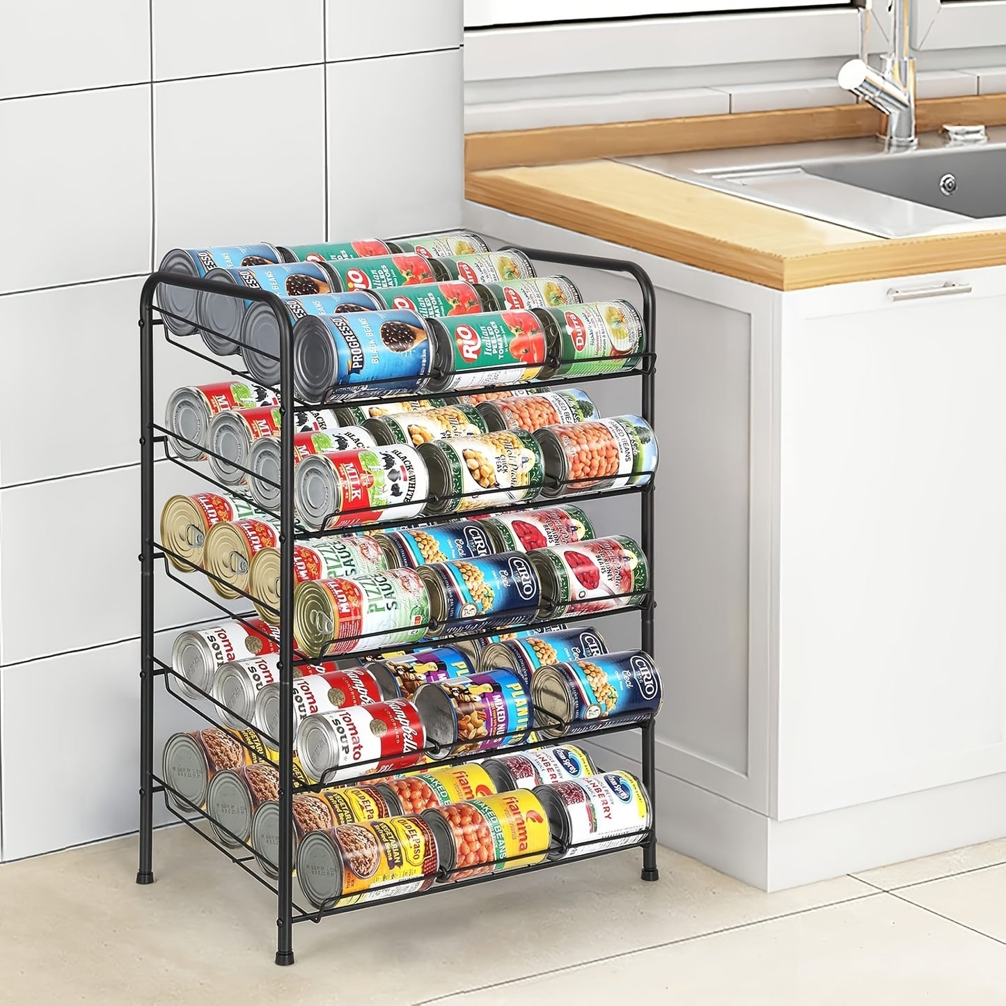 Large Capacity Metal Wire Can Holder With Adjustable Dividers