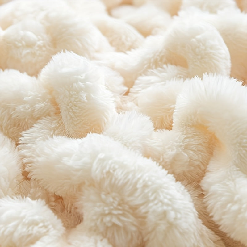 Cozy Soft Luxurious Red Faux Rabbit Fur Flannel Blanket