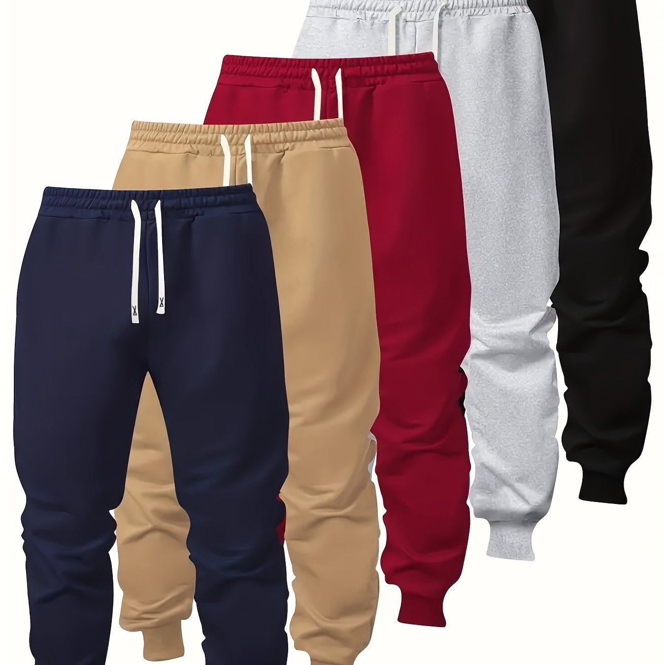 5pcs Boys' Stylish Cotton Blend Joggers with Pockets