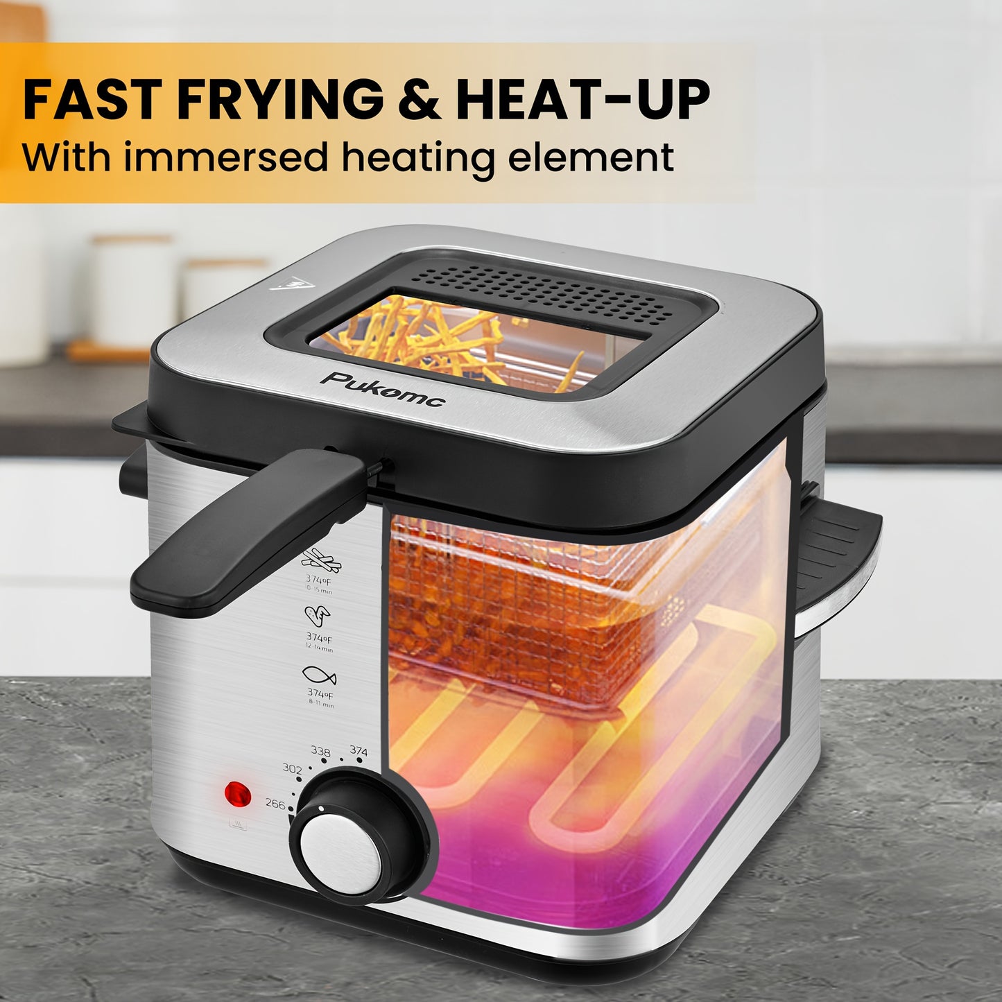 SUSTEAS Deep Fryer 1500W Electric Stainless Steel Design