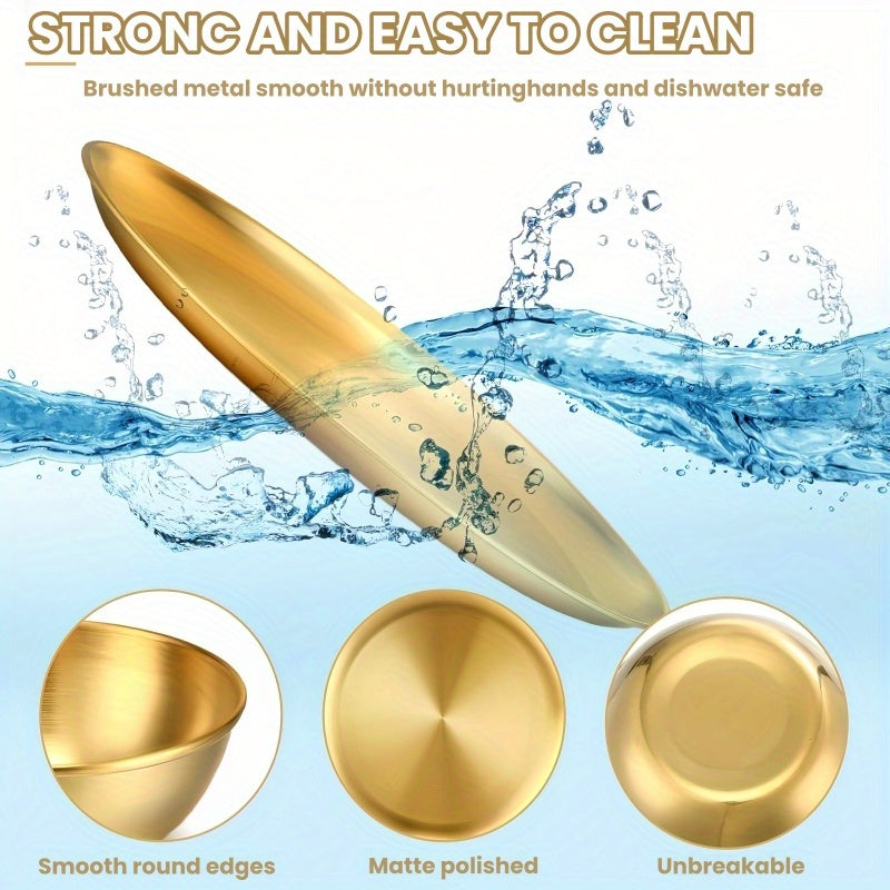 Golden Stainless Steel Dinnerware 18pcs Set for BBQ Picnic