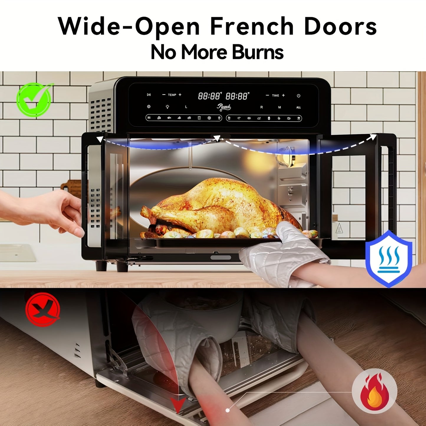 PwZzk 25.4QT Dual Zone Air Fryer Toaster Oven Combo