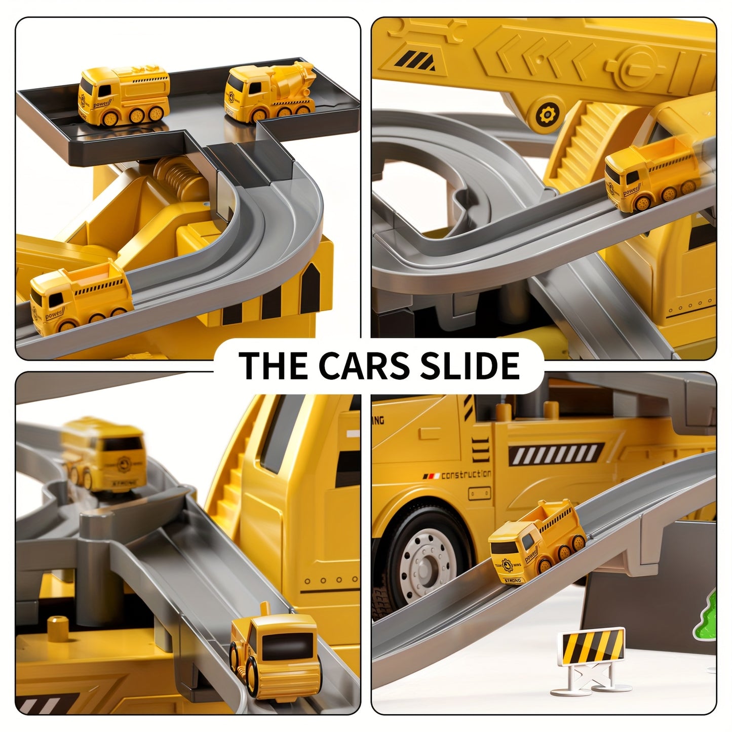 Babyhome Crane Excavator Toy with Cars Race Track Play Set for Boys Age 3 to 7 Construction Vehicle with Light and Sound Birthday Christmas Easter Gifts